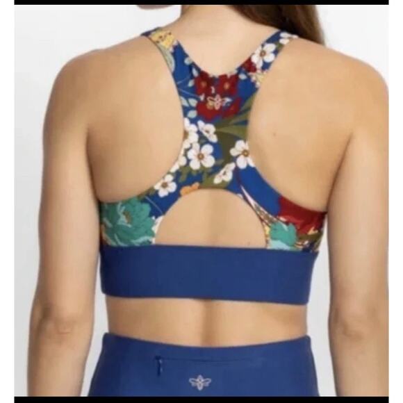 Johnny Was Boho Bee Active Tee Bee High Neck Cutout Sports Bra XS - Picture 3 of 4